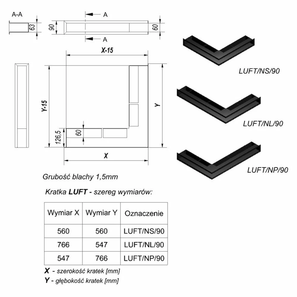 LUFT KRATKI 9X56X56CM Μαύρο 5 LUFT KRATKI 9X56X56CM Μαύρο - Image 3